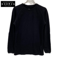 Yama to Michi 黑色 DF 網眼美利奴長袖剪裁縫製上衣，M 碼 [二手]