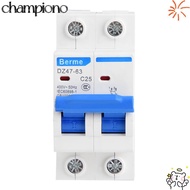 CHAMPIONO 2P Circuit Breaker, 25A/40A/50A/63A 2P 400V AC Circuit Breaker, Durable DZ47-63 Miniature 