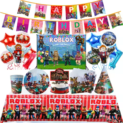 Roblox Birthday Party Decorations Supplie Roblox Game Celebration Party Balloons Disposable Tablewar