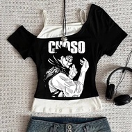 Satoru Gojo cropped top ladies baddie vintage meme gothic streetwear shirt alternative  baddie meme
