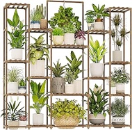 Bamworld Plant Shelf Indoor Hanging Plant Stand Outdoor Large Plant Shelves Tall Flower Holder woode