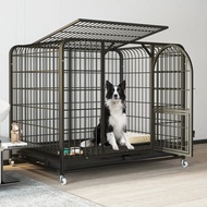 Square Tube Dog Cage With Toilet Partition Large Dog Cage Large Space Four-wheel Dog Cage