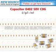 [50pcs] 0402 SMD 50V C0G Capacitor 0.1pF 1nF 0.3pF 0.6pF 0.7pF 1pF 1.8pF 2.7pF 3.3pF 4pF 4.7pF 5.6pF