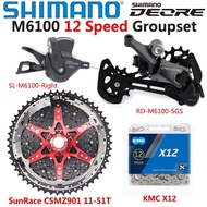 SHIMANO DEORE M6100 Groupset MTB Mountain Bike 1x12 Speed CSMZ901 11-51T Cassette Sprocket KMC X12 M