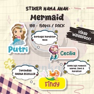 (100-150pcs) Mermaid Theme Name Sticker/Custom Name Sticker/Waterproff Name Sticker