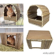 [Haluoo] Smalll Animals Hideout, Wooden Hamster Hideout House, Sleeping Playing Rabbit Hideout House Cabin for Mouse Hamster
