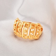 ZHULIAN Love Heart Vertical Bar Link Ring 24K Gold Plated