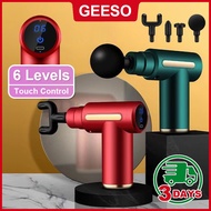 GEESO Mini Fascia Massage Gun 6 Speeds With 4 Massage Heads LCD Screen Digital Silent Vibration Mass