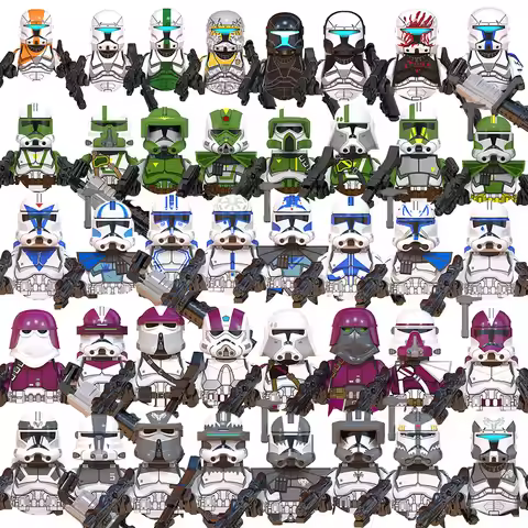 Galaxy Clone Army Trooper Building Blocks Green Blue Purple Camo Trooper With Accessories DIY Hobby 