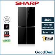 Sharp SJF489GK Glass Black / SJF489GW White / SJF489MK Black Multi Door Inverter Fridge Refrigerator