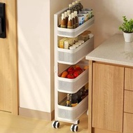 廚房超窄夾縫置物架(3層/4層/5層)-縫拉籃可調節移動零食小推車冰箱側縫隙收納櫃(U2695).