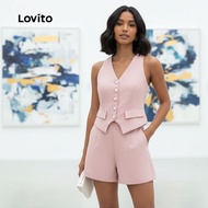 Lovito 女士优雅纯色开叉前上衣或下装 L132ED657