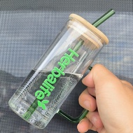 400ml Herbalife Protein Powder Glass Cup,Letter Glass Cup,Herbalife Glass Cup with Lid and Straw, Sq