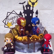 Avenger Alliance cake decoration decoration Batman Iron Man figurine Captain of the United States Spider Man cake decoration Children's toy hero birthday gift