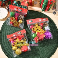 GANTUNGAN Complete Christmas Tree Decorations, Merry Christmas Ribbon Ball Hangers, Aesthetic Home C
