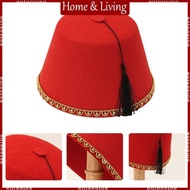 AOTO Bead Trim Moroccan Fez Hat Turkish Hat for Men with Black Tassels Tarboosh Hat Pasha Fez Egypti