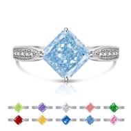 Selling Colorful Ice Flower Cut Sugar Cube Ring Inlaid with Sparkling High Diamond Para Lachite Ring