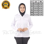 Promo Kemeja Putih Pns Wanita - Baju Pdh Putih Kerah V - Neck Wanita - Seragam Kemeja Kerja Wanita