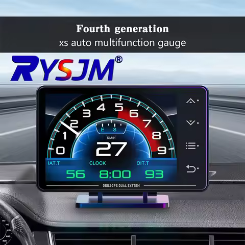 XS HUD Gauge Car Multi-function OBD+GPS Instrument LED Screen Speedometer Touch Button Alarm Functio