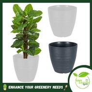 FELTON Round Plastic Flower Pot with Saucer Pasu Bunga - FBL2548