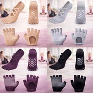 [NEW] 2 Pairs Yoga Gloves + Anti-Slip Socks for Pilates Yoga Premium Material for Finger Grip Gloves