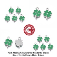 HIJAU 5 PCS LUCKY LEAF GREEN CLOVER ENAMEL CHARM