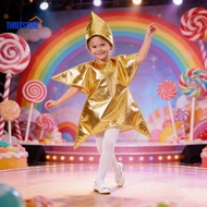 Reflective Star Outfit Luster Kids Costume Silver/gold Nativity Star Kids Costume Christmas Cosplay 