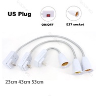 Flexible AC 110V 220V US PLUG E27 Socket holder Lamp Bulb base Socket Extension Converter Switch Ada