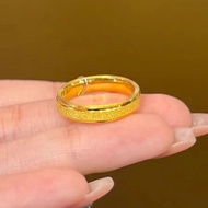 cincin cincin lelaki 5G Gold Color Sand Gold Copper Gold Plated 999 Gypsophila Frosted Ring Men Wome
