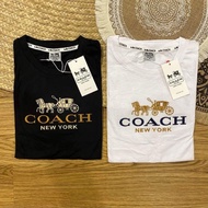 Stock high-quality unisex top COACHI new fashionable casual cotton carriage logo printed large short sleeved T-shirt