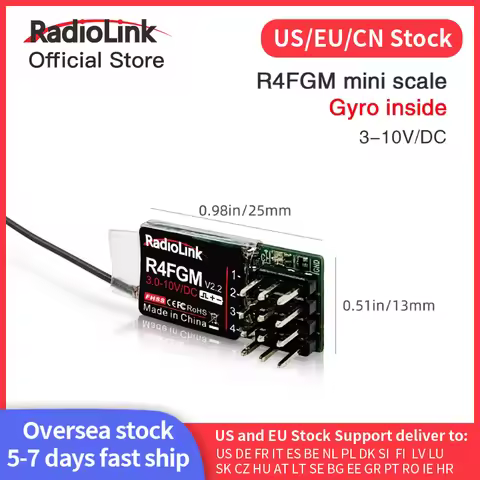 Radiolink R4FGM V2.2 3-10V 4 Channel Mini Receiver with Gyro for 1:28 1:64 RC Pocket Drift Car Hotwh