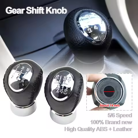 Chrome 5/6 Speed Black Leather Manual Gear Stick Shift Knob For Mazda 3 5 6 323 323F 626 RX-8 Premav