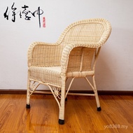 Single Chair Rattan Chinese Handmade Rattan Chair Elderly 9W Natural Real Casual High Backrest House