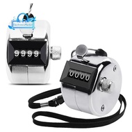 2 Pack Metal Hand Counter Four-Digit Counter with Lanyard Silver Counter Click Counter Handheld Clic