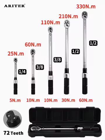 ARITER 1/2" 3/8" 1/4" Click Torque Wrench 72 teeth ±3% High Precision Professional Bicycle Car Repai