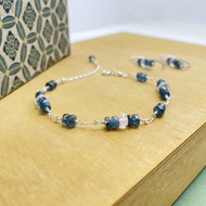 //藍晶石托帕石手鍊// 天然石水晶手作 純銀 防敏感 不褪色