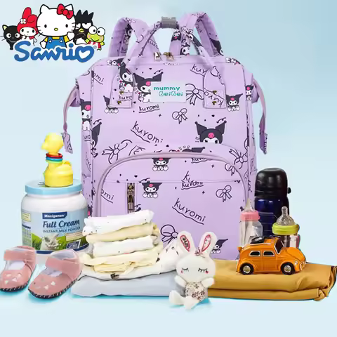 Kuromi New Diaper Bag Backpack Cartoon Cute Baby Diaper Bag Backpack Multifunctional Fashion Lightwe