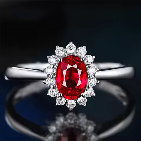 TY D Color Moissanite 925 Sterling Silver Engagement Ring 2 Carat Pigeon Egg Women's Ring Luxury Jew