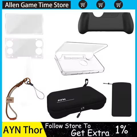 AYN THOR Dual Screen Flip Up Handheld Device Protective Case Storage Bag Lanyard Soft Bag For AYN TH