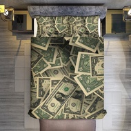 Price 3in1 Dollars Fashion Cartoon Print 1 * Bed Sheet 200 * 135cm, 2 * Pillowcase 75 * 50cm Qqq