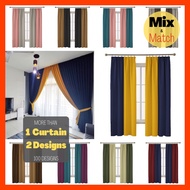 2 Tone Mix Color Sunblock Curtain for Sliding Door &amp; Window | Langsir Blackout Dua Warna Tebal Berat Tinglap Pintu Murah