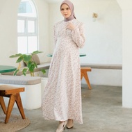 TAFANA - Rose Dress Muslim Korea Bahan Crinkle | gamis motif bunga |