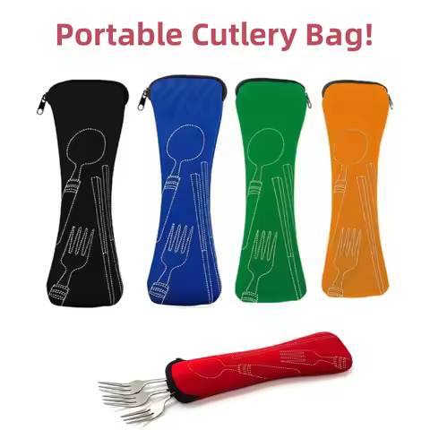 Portable Cutlery Bag with Zipper Cutlery Box Storage Bag Camping Cutlery Storage Bag for Kids Tablew