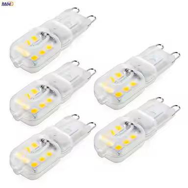 IWHD 5pcs 2W G9 LED Lamp Bulb 220V 14xsmd3528 LED G9 Corn Lights Replace Halogen Chandeliers Warm Wh