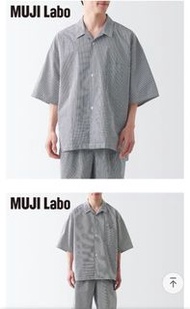 轉賣MUJI Labo有機棉涼感水洗泡泡紗短袖襯衫🌼