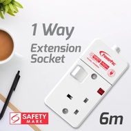 PowerPac 3 Pin Plug Extension Power Cord EU 2 Pin Plug Direct 6 Meter 1 Way