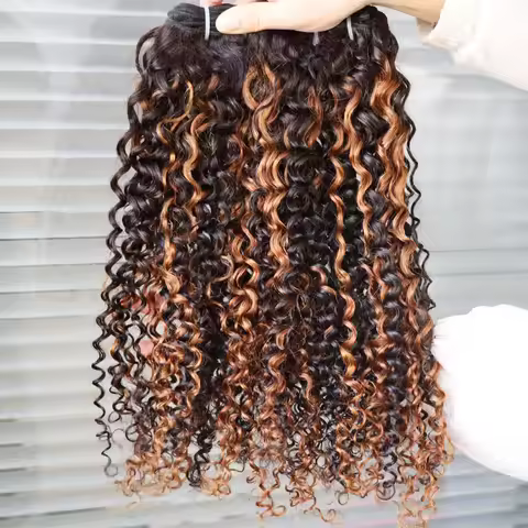 100% Real Human Hair Extensions Indian Hair Bundles Highlight Ombre 1B 30 Blonde Jerry Curly Hair We