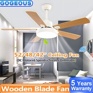 52/48/42" Wood Ceiling Fan With Light Strong Winds Mute Dc Motor Fan Light Ceiling Nordic Ceiling Fa