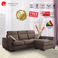 Amzoe 3 Seaters Full Fabric L Shape Sofa (Detachable Cover) (Free Delivery)