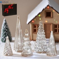 SUCHENHD Set of 5 Illuminated Mercury Glass Trees, Creative Versatile Mercury Glass Christmas Trees,